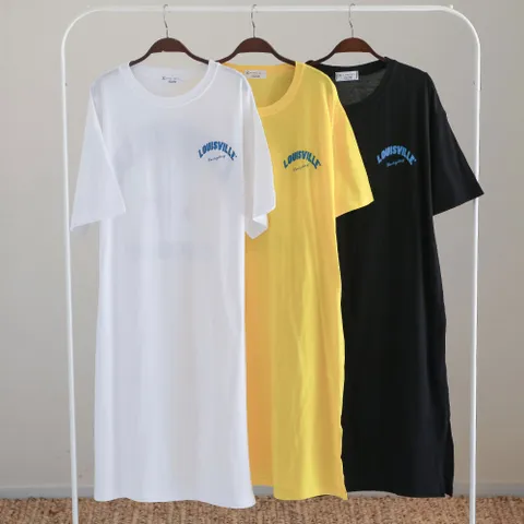 국산 루이빌 얼굴원피스 롱티 파자마 여름 홈웨어