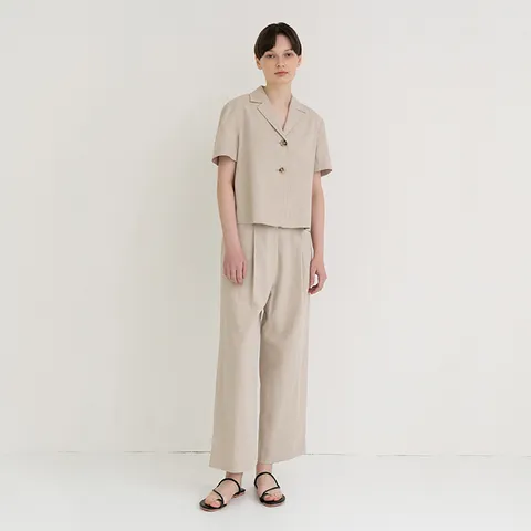 [노타]linen daily semi wide pants beige