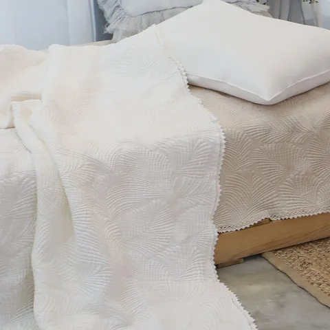 레브라이프 레이스누빔 풍기인견 삼중직 여름이불 겸 패드 화이트