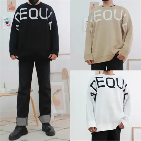 [하프클럽/리셋]레터링 오버핏 크루넥 니트