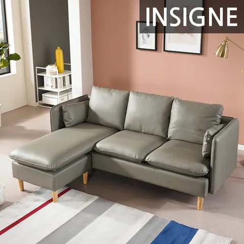 인시네 자유변형 트랜스폼 PU가죽 3인용 소파 IN603TS 스툴포함 그레이