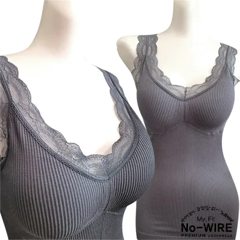 [하프클럽/마이핏]골지 레이스 브라 팬티 세트 탑 렛 여성 여자 뽕나시