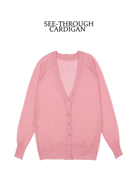 [로희어패럴] SEE-THROUGH CARDIGAN PINK 가디건