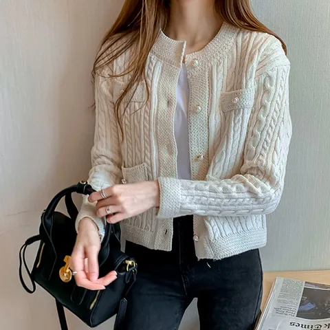 [리즈어게인] 트위드 펄 니트 가디건