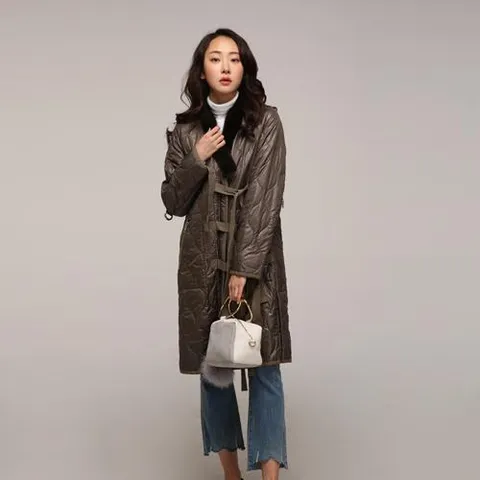 CJ017 밍크카라 누빔 롱 패딩