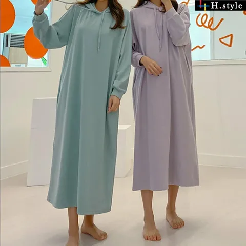 H스타일CN집콕후드원피스/겨울/기모/OPS/원피스/힛택/홈웨어/캐주얼/미시/루즈핏/간절기