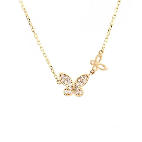 14K 더블 쌍나비 목걸이