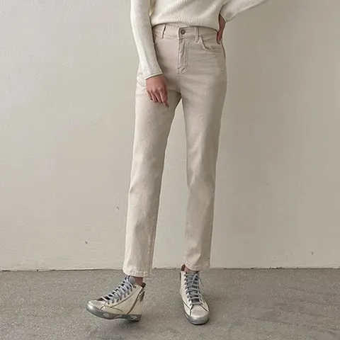 [하프클럽/옷자락]여자 겨울 면바지 슬림 일자 스트레이트핏 코튼 팬츠