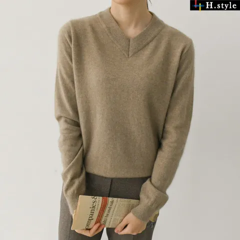 H스타일KN리얼라쿤브이니트티/가을/겨울/긴팔/니트티/가디건/스웨터/라운드/브이넥