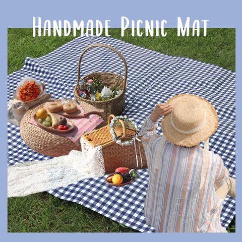 더해피 양면 방수 피크닉 매트-체크 식탁/테이블/피크닉 매트/패드/천/돗자리/소풍/캠핑