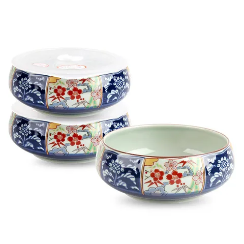 대나무 원형밀폐찬통 3P 대 / 반찬용기