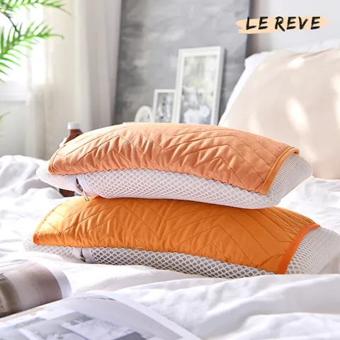 [르헤브] 황토 나염 편백나무 큐브 목 베개 17x35