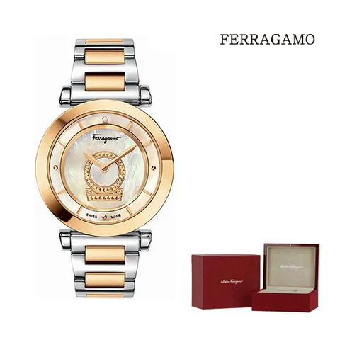 페레가모 미뉴에트 골드 다이아 콤비 메탈 시계FQ4250015