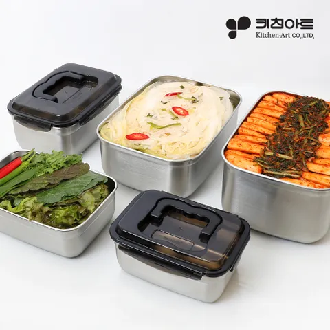 키친아트 국산 포스코스텐 김치통 밀폐용기 5종세트