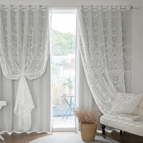 까르데코 트윈어슈어 양면 100%암막+플뢰르쉬어 커튼세트 중형/대형