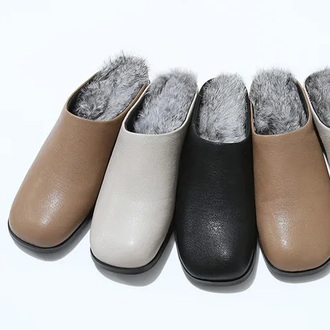 포크슈즈 토끼털 데일리 여성 로퍼 블로퍼 뮬 4.5cm/3color