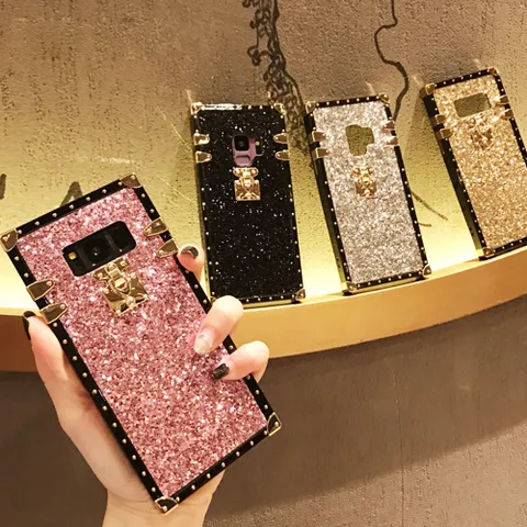 갤럭시노트20/노트10/S20 사각 큐빅 글리터 폰케이스