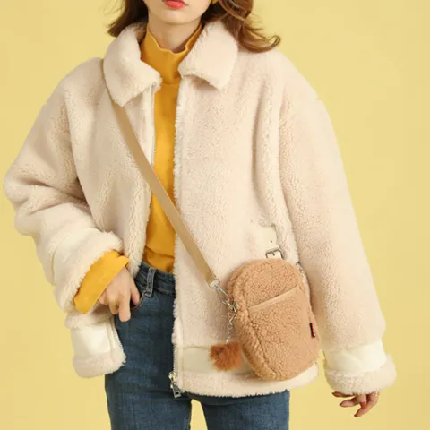 4ALL 4컬러 뽀글이 양털가방 플리스 미니크로스백 TFA833