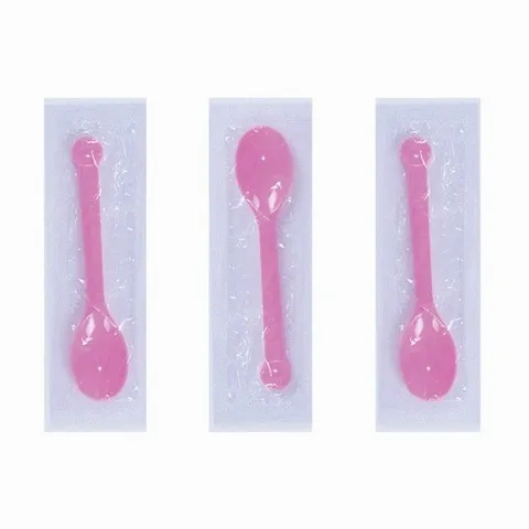 테이크아웃 미니스푼 개별포장 핑크 500개 일회용수저 일회용숟가락 일회용미니수저