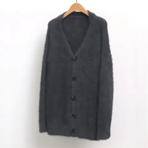 빅사이즈사랑해요 7034L101 브이 단추 퍼 가디건 WC
