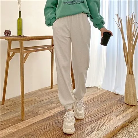 [하프클럽/옷자락]여자 밴딩 고무줄 면바지 조거 배기 오트밀 팬츠