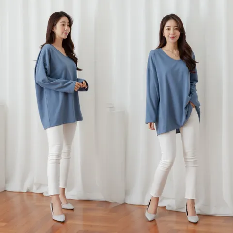 여성의류 LD 위니슬럽브이넥박스티C564H101 빅사이즈