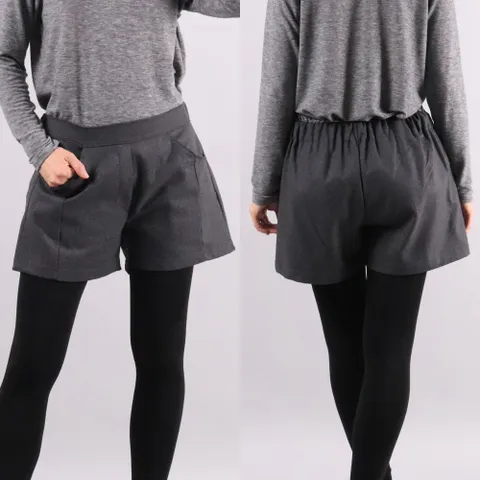 빅사이즈사랑해요 3473L101 뒷밴딩 모직 반바지 WW