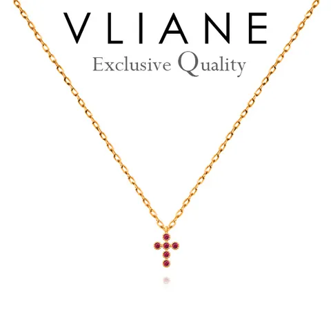 18K 포인트 십자가 루비 목걸이