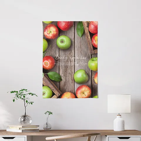 패브릭포스터 소품샵 작은창커튼 50x70 럭키애플박스