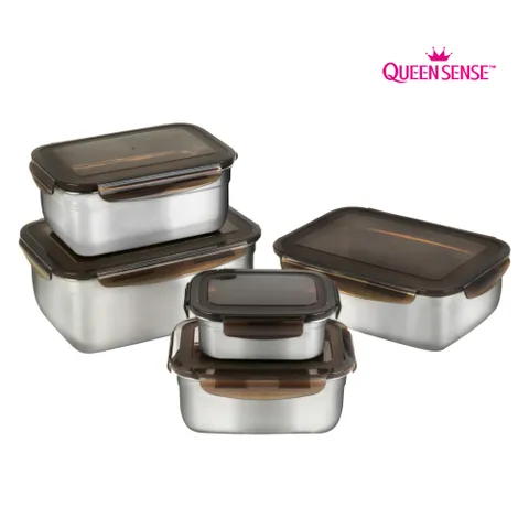 퀸센스 에리카 스텐밀폐용기 5종세트 670,1100,1900,2700,3600ml