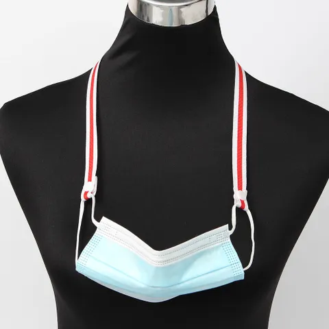 삼선 똑딱이 마스크스트랩 화이트레드 / 마스크줄