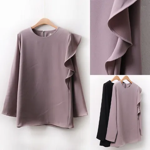 빅사이즈 여성 사이드 프릴 여신 블라우스 H213049