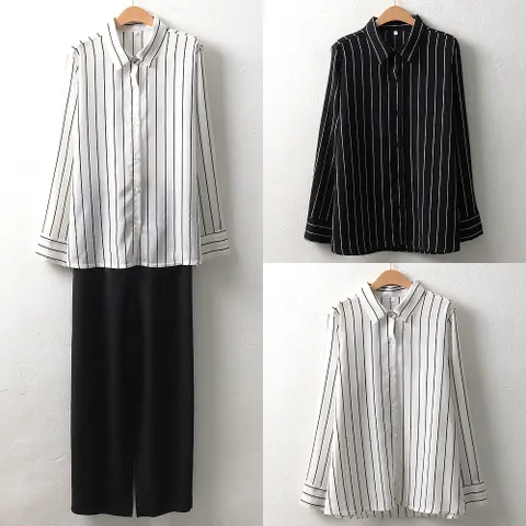 빅사이즈 여성 센스줄지블라우스 WX62B09셔츠 큰옷