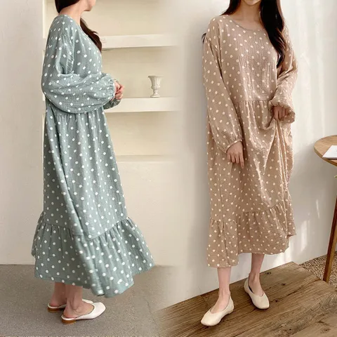 여성의류 GR 도트요루플레어원피스 C736H102 빅사이즈