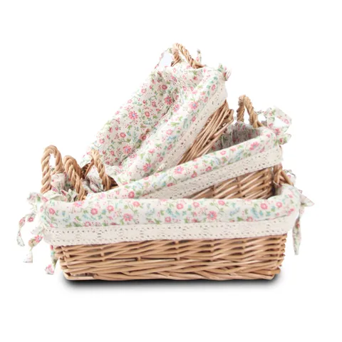 3P세트 플라워패턴 버들 바구니 바스켓 인테리어소품
