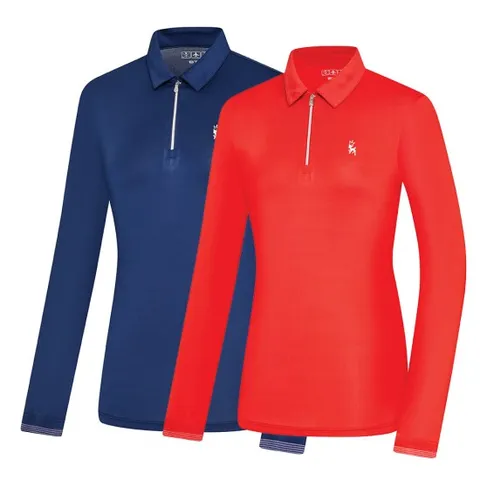 BTR 여성 골프웨어 봄 긴팔 스트라이프 카라 티셔츠 에이론W BST0432W