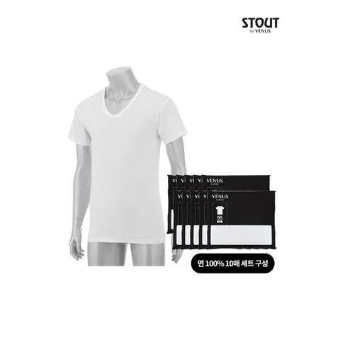 [하프클럽/스타우트]국내 생산 면 100% 남성 반팔 런닝 10매입ASET204