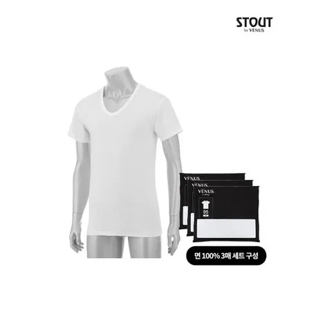 [하프클럽/스타우트]국내 생산 면 100% 남성 반팔 런닝 3매입ASET176