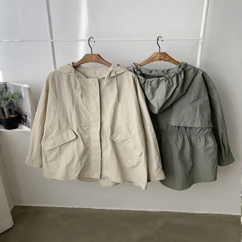 [옷자락] 여자 봄 가을 아메카지룩 후드 바람막이 야상 점퍼