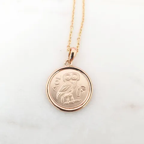 [현골드앤실버] 14k 부엉이 심플 무광 동전 코인 금 팬던트