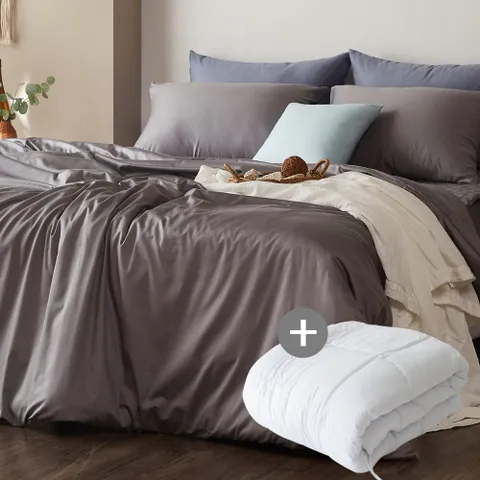 에스데코 60수사틴 순면누빔이불베개커버솜세트LK라지킹 그레이