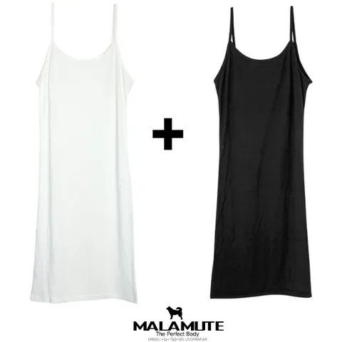 [하프클럽/마이핏]여자 민소매 모달 슬립 이너 원피스-2p 블랙+스킨 속치마