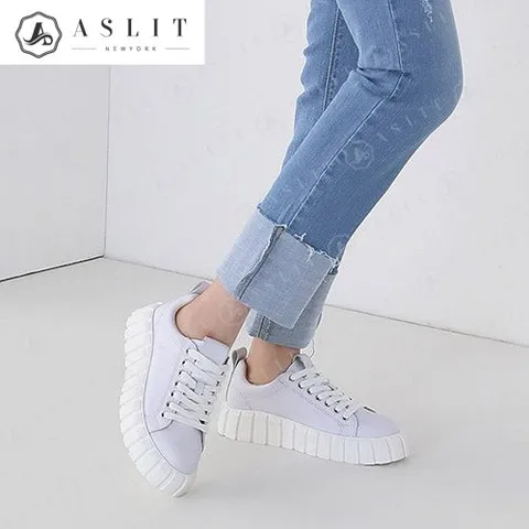 [애슬릿] 여성 가죽 키높이 통굽 스니커즈 운동화
