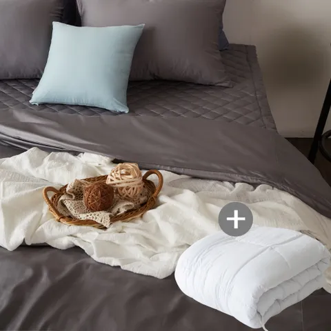 에스데코 60수사틴 순면누빔이불커버침구풀세트솜포함SK 그레이