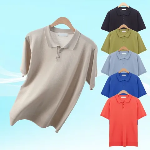 [하프클럽/리셋]쿨링 단추 카라 반팔 니트 티셔츠 빅사이즈 6color