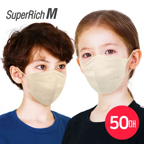 어린이 새부리형 일회용 마스크 50매 아이보리