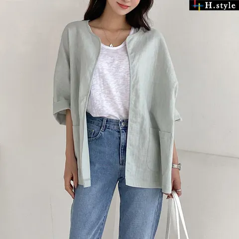 H스타일OT라이트린넨자켓/여름/마자켓/JK/점퍼/자콋/사파리/야상/아우터/가디건/간절기