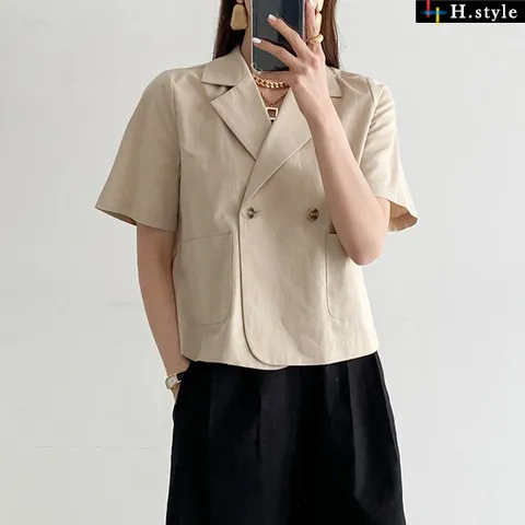 H스타일OT린넨더블자켓/여름/마자켓/JK/점퍼/자콋/사파리/야상/아우터/가디건/간절기