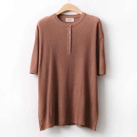 아이우먼 메쉬썸머버튼니트티 RM9807M104 빅사이즈