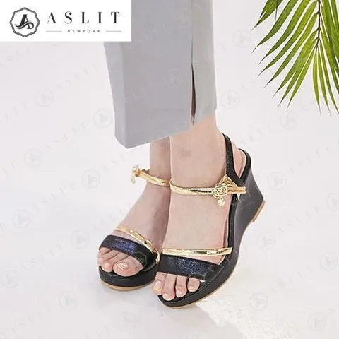 [애슬릿] 포인트 투톤 스트랩 여성 통굽 웨지 샌들